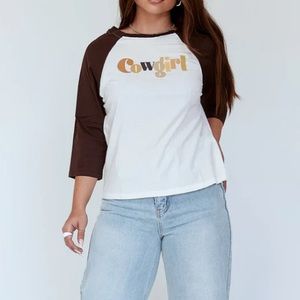 NEW MOTEL COWGIRL NEXO TEE WHITE/BROWN SIZE:XL